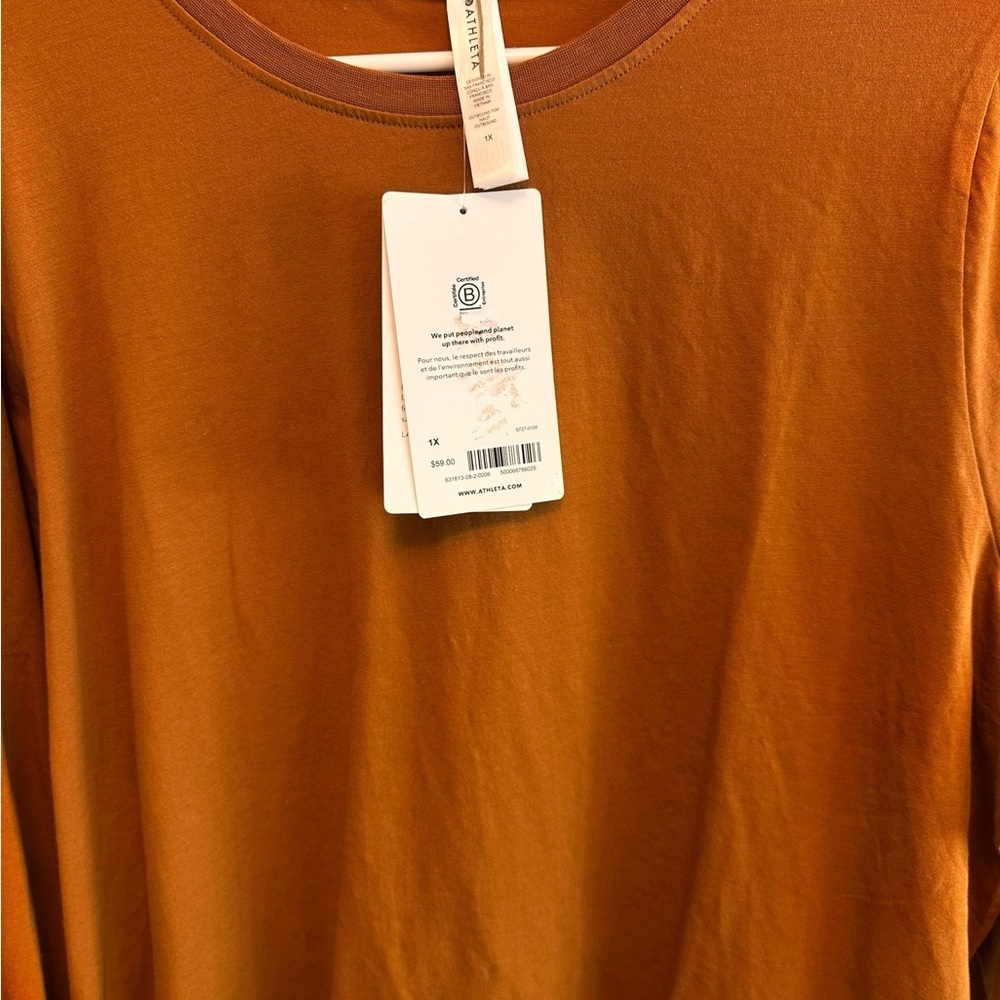 NWT Athleta Burnt Orange Long Sleeve Top - Picture 4 of 4